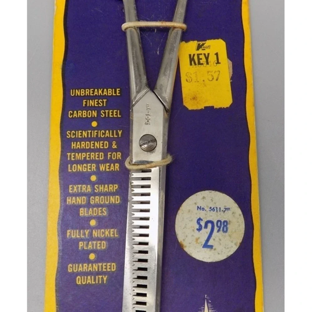 Vintage New Monarch Hair Thinning Shears Hot Dropped Forged Steel On Card NOS